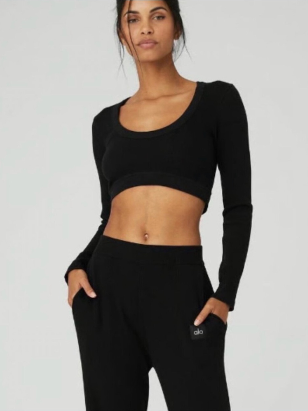 Alo seamless ribbed cropped serene long sleeve